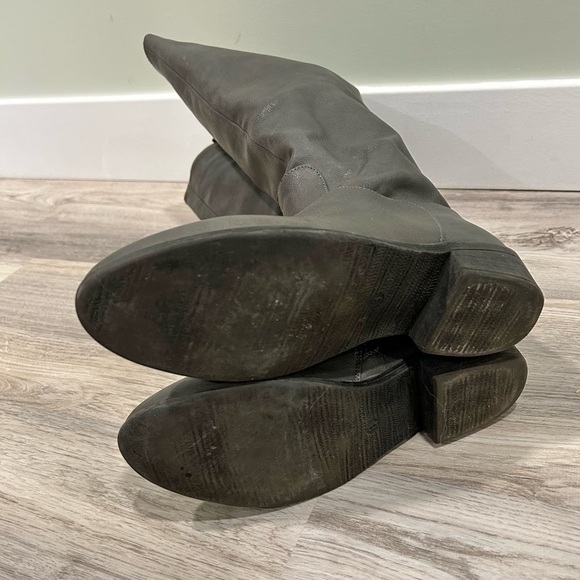 Dream Pairs Tall Riding Gray Faux Leather Fur Lined Boots Full Zip Up Size 8 - Picture 7 of 11